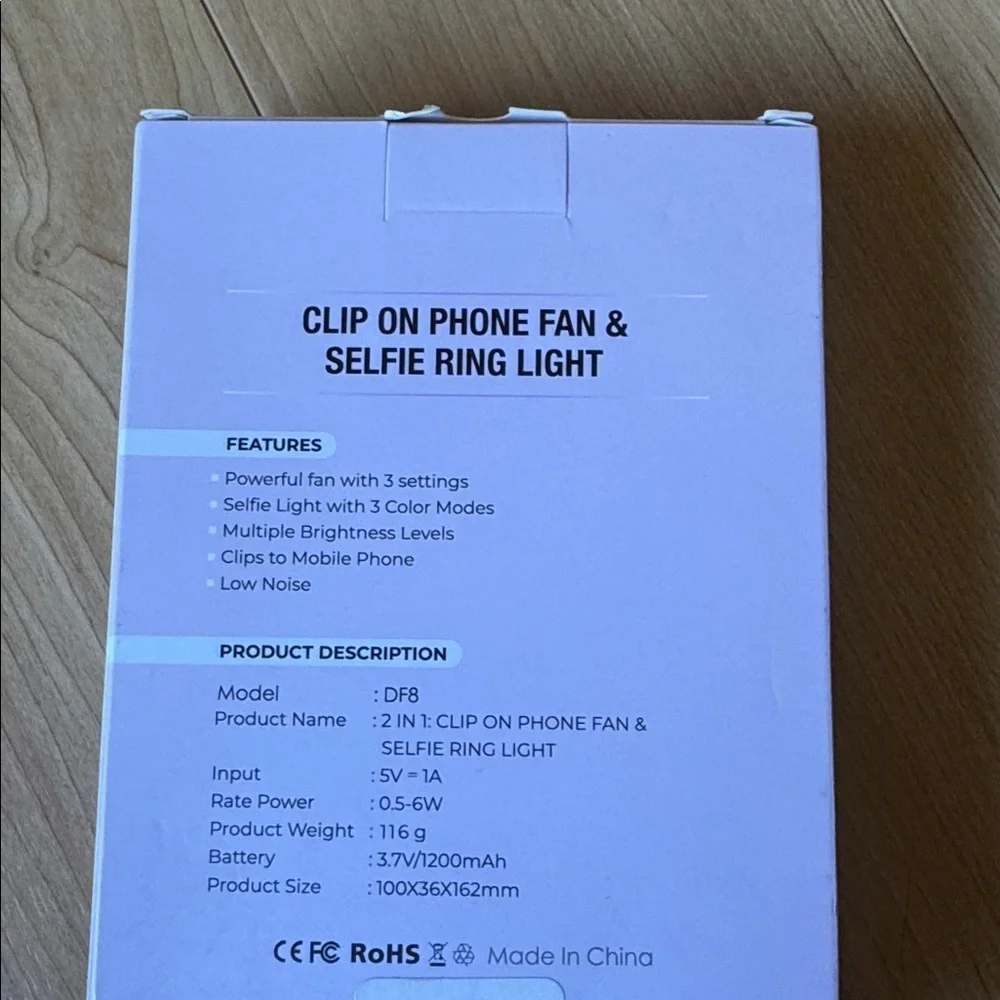 Clip-On Phone Fan & Selfie Ring Light - Black